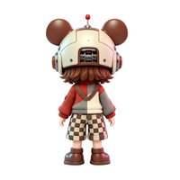 Figurine articulée en PVC ABS OEM, casque de robot à oreilles de souris, poupée rétro pour garçon, jouet avec emballage personnalisé