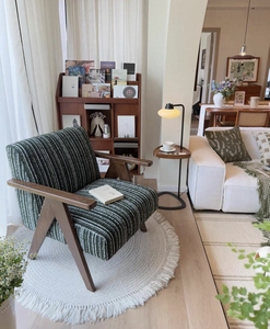 <span class=keywords><strong>Fauteuil</strong></span> d'appoint <span class=keywords><strong>vintage</strong></span> en bois massif de style mid-century, rembourré, pour salon, balcon ou bureau de lecture - Product Image 2