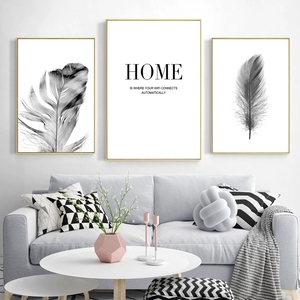 Affiches à fleurs imprimées en <span class=keywords><strong>noir</strong></span> <span class=keywords><strong>et</strong></span> <span class=keywords><strong>blanc</strong></span>, Art mural, plume, pissenlit, photos, peinture sur toile - Product Image 2