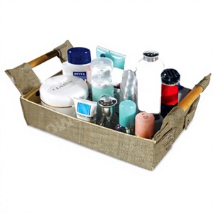 Rectangle Jute Storage Basket with Soft Handle Large Capacity for Cosmetics Organization Rustic Style Tray From Delhi - Product Image 1