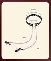 Collier de chasteté réglable en cuir avec pinces à tétons et chaîne, jouets sexuels SM pour femmes, couples, jeux pour adultes