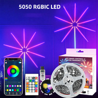 Bande LED RGB USB 5V 5050 pour décoration de Noël/maison/extérieur, mode musique, contrôle par application, lumière murale intelligente effet feux d'artifice, IP65, 180 LED, CRI80