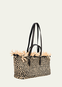 Sac fourre-tout en <span class=keywords><strong>paille</strong></span> tissé sur mesure avec garniture en cuir véritable, sac à main d'été pour la plage pour femmes - Product Image 2