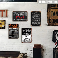 Letrero Metálico con la Frase 'Lo que sucede en el garaje, permanece en el garaje', Decoración Divertida para Mecánicos, para Taller y Cuarto de Hombre