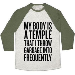 เสื้อยืดเบสบอลแบบทรีเบลนด์สำหรับทุกเพศ "My Body Is a Temple" - Product Image 1
