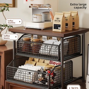 Coffee Machine Riser Desktop <b>Shelf</b> Workstation Break Room <b>Storage</b> <b>Basket</b> Sideboard Tiered Rack Tea Bag Holder Multifunctional - Product Image 5