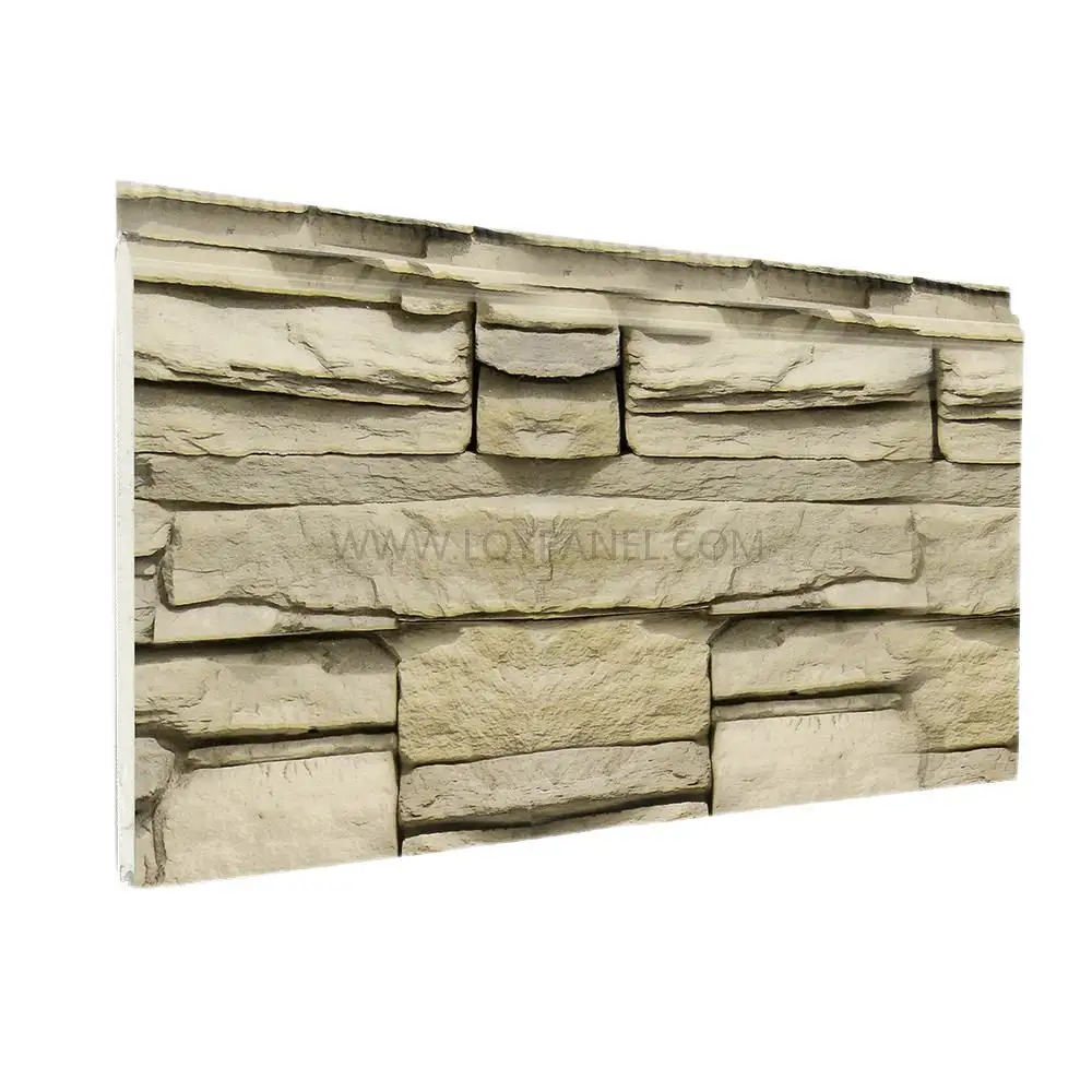 Panel dinding batu busa poliuretan pelapis dinding eksterior tahan api