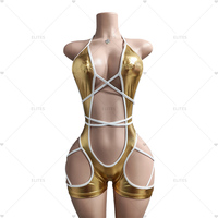 ELITES Backless Bandage Stretch Skinny Rompers Club Party V-hals Backless Jumpsuit Exotische Danskleding Bodysuit Bikini Lingerie Outfits