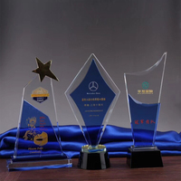 Trophée Plaque en Verre Cristal Grand Prix d'Honneur Impression UV Logo Gravé Texte Cadeaux d'Entreprise Souvenir pour Employés