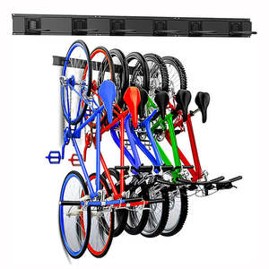 JH-Mech-Support mural peu encombrant pour vélo, pouvant contenir jusqu'à 300lb, 6 crochets verticaux pour vélo, solution de rangement murale pour porte-vélo - Product Image 1