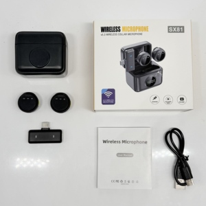 Micrófono inalámbrico SX82 2.4G con receptor magnético 2 en 1, ideal para grabaciones y transmisiones en vivo. - Product Image 1