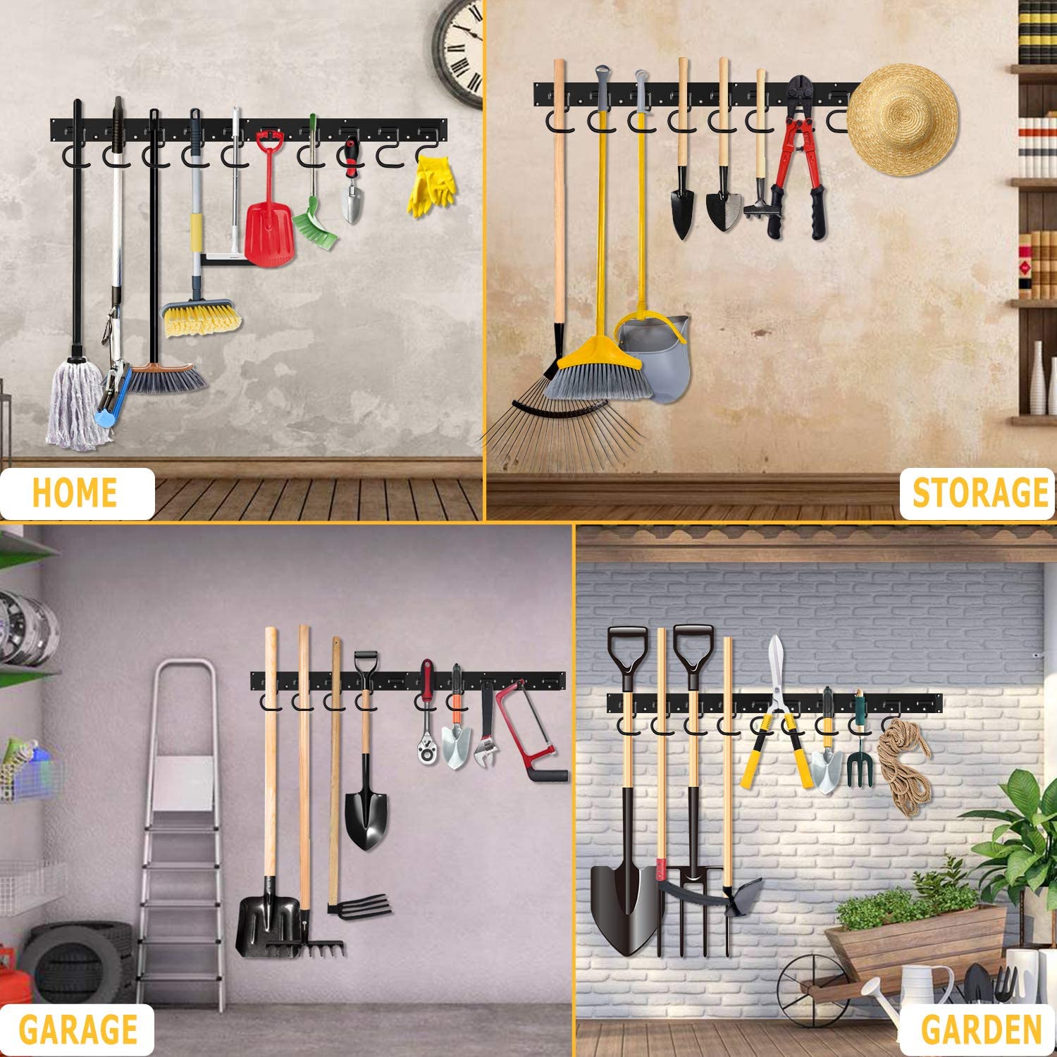 64インチガレージフックツールオーガナイザー壁掛け式、調整可能