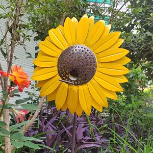 向日葵金属喂鸟器防水庭院花园装饰太阳能喂鸟器