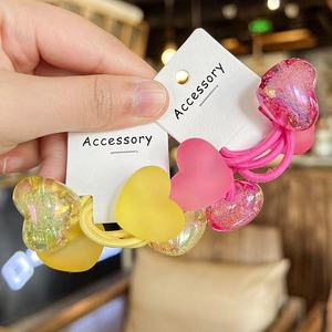 Personalizzato coreano semplice dolce 2 pz/set elastici per capelli per bambini opachi cuore rosa perline di plastica per bambini cravatte per capelli <span class=keywords><strong>accessori</strong></span> per capelli - Product Image 4