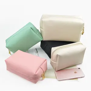 Cute Pouch Cosmetics Makeup White Pu Travel Toiletry Leather Cosmetic Bag