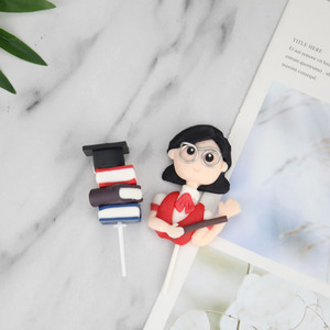 Polymer Clay Teacher Figurines Male And Female Book Ornaments Cake Toppers Graduation Decorations Handmade Soft Rubber - Product Image 5