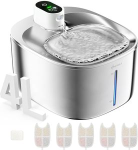 Bebedero Automático para Mascotas de 152 oz/4.5 L, Acero Inoxidable y Plástico Ecológico, Tazón de Agua Inalámbrico con Sensor de Movimiento para Perros y Gatos - Product Image 1