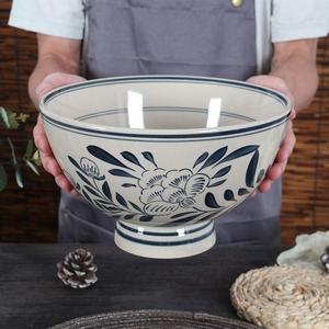 Ciotola commerciale Vintage grande stile cinese alta piede in ceramica sottosmalto colore vecchio Guanzhong olio che spruzza ciotola di Noodle - Product Image 3