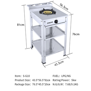 Supporto per Fornello a <span class=keywords><strong>Gas</strong></span> in Acciaio Inox con 1 Bruciatore e Ripiano Portaoggetti - Product Image 2