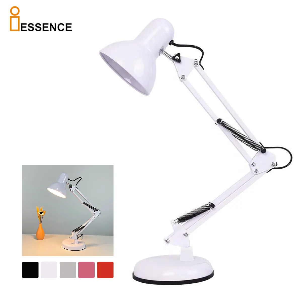 Tischleuchte Long Swing Arm Clip metal Led Table Lamp e27 silver folding Flexible Usb Bedside Office Study Work Desk Clamp Lamp