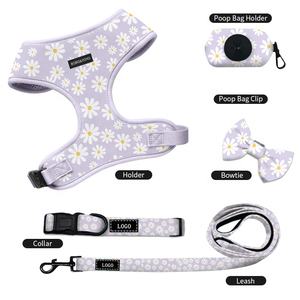 Desainer baru dipersonalisasi pola khusus tali leher anak anjing peliharaan latihan timbal Set Harness neoprena PVC anjing dengan pemegang tas kotoran - Product Image 4