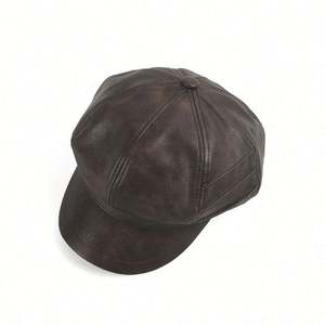 Gorro Newsboy de Cuero PU Estilo Británico Vintage de Moda 2024 para Mujer, Boina de Moda para Otoño e Invierno - Product Image 5
