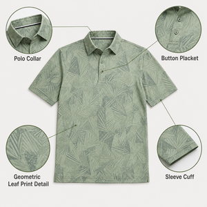 <span class=keywords><strong>Polo</strong></span> da Golf Personalizzata Verde Salvia per Uomo con Stampa Foglie di Palma Tropicale, Anti-UV e Traspirante, Abbigliamento Sportivo per Squadre - Product Image 5