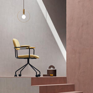 Silla de Oficina o Salón Nórdica Verde de Terciopelo o Cuero con Ruedas - Product Image 3