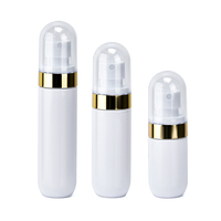 Flacon de lotion, d'essence ou de crème pour soins de la peau en PET blanc rond avec bouchon, 40 ml, 60 ml, 80 ml, avec côté doré ou argenté