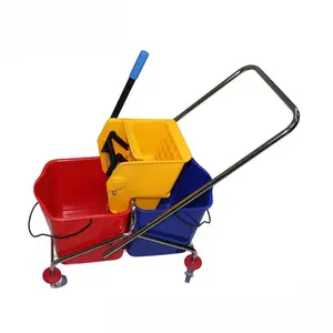 Double Bucket 60L Mop Wringer Trolley