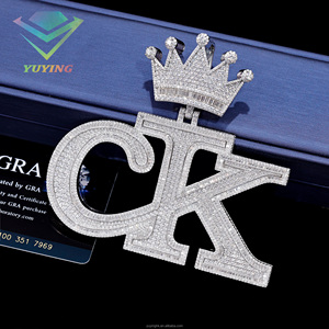 จี้ตัวอักษรประดับเพชร VVS มอยส์ซาไนต์ ชุบทอง เงินแท้ 925 ผ่านการทดสอบเพชร พร้อมใบรับรอง GRA  มีแบบร่าง CAD - Product Image 4