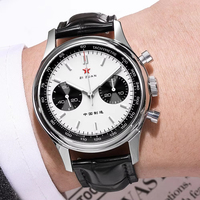 Montre-bracelet mécanique chronographe Red Star Panda pour homme, mouvement Seagull St1901, col de cygne, 40 mm, lumineuse, saphir, montre pilote