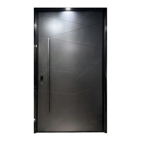 Portes d'entrée principales contemporaines de style américain Grandsea, portes pivotantes en aluminium, portes d'entrée extérieures noires pour maisons et villas