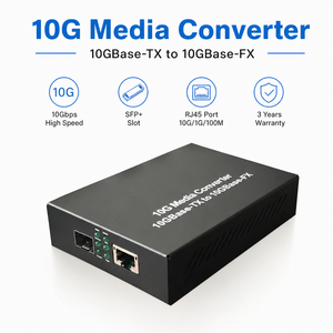 Convertisseur de média fibre optique 10G SFP, convertisseur <span class=keywords><strong>Ethernet</strong></span> Gigabit 10 Gbps SFP+ vers RJ45, boîtier métallique - Product Image 1