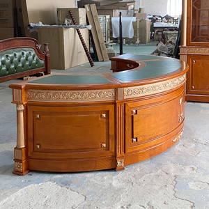 Ensemble de <span class=keywords><strong>bureau</strong></span> de direction incurvé rétro <span class=keywords><strong>américain</strong></span>, mobilier de luxe personnalisé pour les bureaux à domicile, les bureaux de direction, les bureaux de PDG et de patrons - Product Image 2