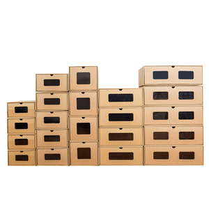 Boîte de rangement en carton kraft pliable avec fenêtre transparente, imperméable, empilable, organisateur de <span class=keywords><strong>chaussures</strong></span> - Product Image 1