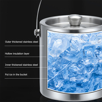 Seau à glace isotherme portable en acier inoxydable durable pour vin, boissons et bière, avec poignée