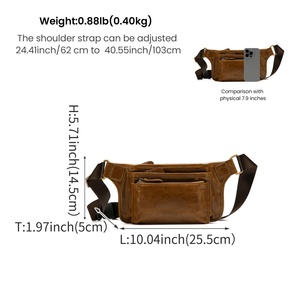 Custom da <span class=keywords><strong>uomo</strong></span> in vera pelle stile Vintage borsa da petto impermeabile alla moda spalline per viaggi all'aperto - Product Image 3