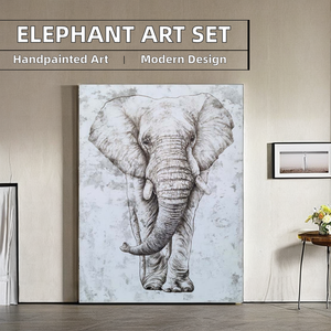 Mintura – Ensemble de tableaux sur toile peints à la main, style moderne, éléphant africain, hautement recommandé pour la décoration d'hôtel, avec <span class=keywords><strong>peinture</strong></span> d'<span class=keywords><strong>animaux</strong></span> - Product Image 2