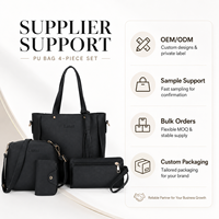 Sac bandoulière 4 pièces, fermeture éclair carrée simple, capacité 2-2,9 L, sacs à main en PU pour femmes, sacs à bandoulière en cuir