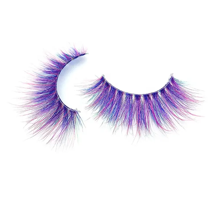 New Makeup Trend Colorful Lashes 3D 5D Faux Mink Colored Lashes false strip lashes invisible band colored false eyelashes