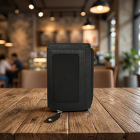 WRIZA Portefeuille fin en cuir noir de qualité supérieure avec blocage RFID, sans fermeture, porte-cartes multiples, durable, pour usage quotidien, idéal pour les voyages, tendance