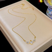 DAIHE Grandes Ventes Collier en Acier Titane Inaltérable avec Perles et Diamants pour Femme