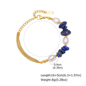 <span class=keywords><strong>Hiot</strong></span> Sale, pulsera encantadora con cuentas para mujer, lapislázuli Irregular, piedra Natural, cadenas de perlas de imitación, pulsera, joyería para mujer - Product Image 6