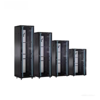 Armoire de serveur 12U IP20 pour centre de données, rack télécom FTTx 4U à 42U, armoire réseau au sol en acier laminé à froid noir verrouillable