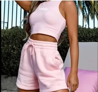 Ensemble deux pièces personnalisable pour femme : crop top et short en coton respirant avec patchs – Collection été