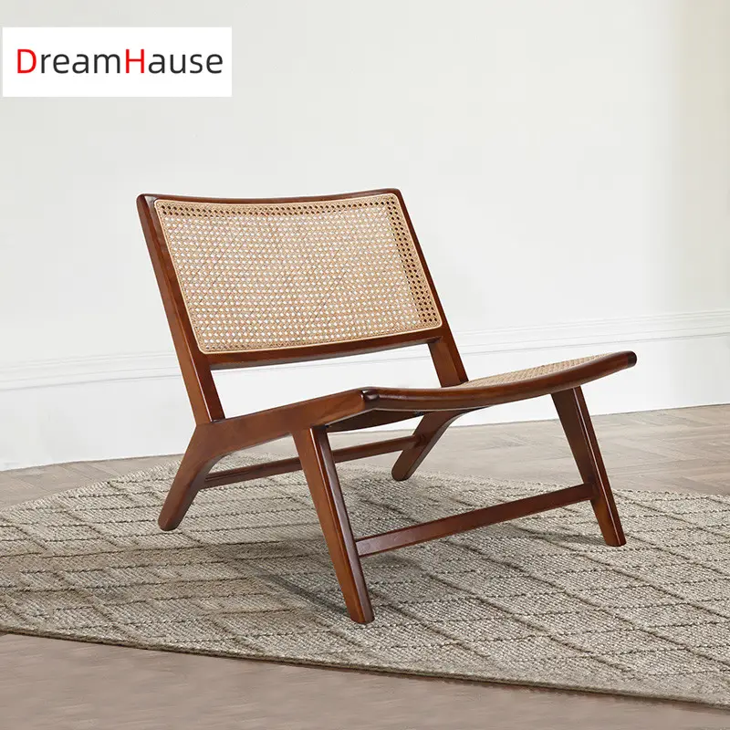 Dreamhause-silla reclinable de ratán de madera para el hogar, sillón reclinable nórdico de salón, dormitorio, balcón