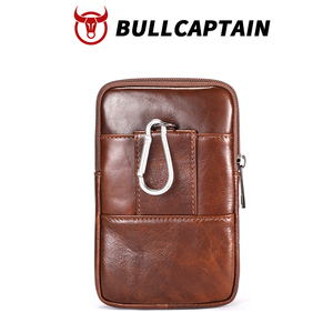 BULLCAPTAIN Custom Logo Wholesale Genuine Cow Leather Vertical Small <b>Mens</b> Belt Bag Funny Pack Waist Bags Crossbody Belt <b>Pouch</b> - Product Image 5