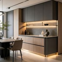 Aparador Nórdico Moderno para Sala de Estar, Madera Sólida, Puertas de Vidrio, Cubierta de Mármol, Ecológico, Independiente, de Nogal