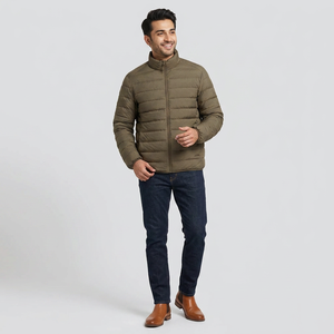 Manteau d'hiver coupe-vent pour homme, en coton matelassé, grande taille, avec fermeture éclair intégrale et col montant, style doudoune. - Product Image 1